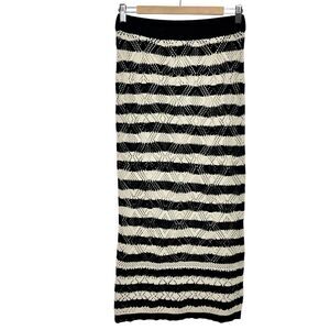 Boho Granny Sweater Maxi Skirt Black Tan Womens M Hippie Festival Cottagecore